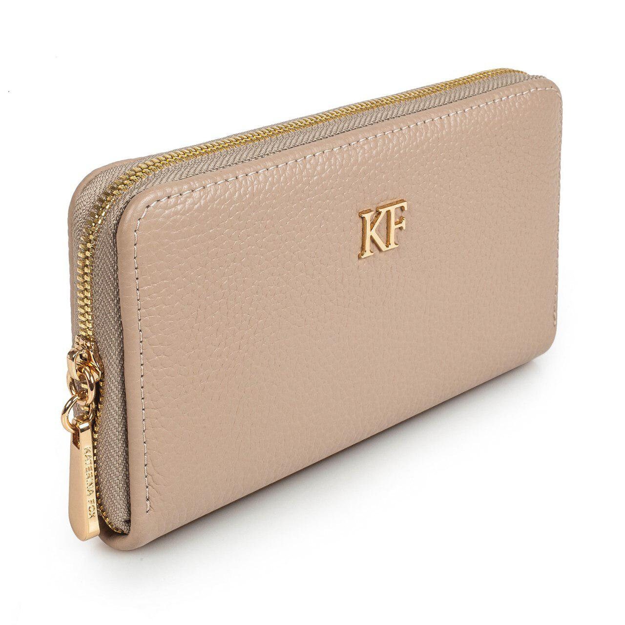 Leather Wallet Woman, Beige Leather Womens Wallet, Woman leather wallet, Zipper woman wallet, Clutch wallet, Wallet for her KF-2716 - Image 2