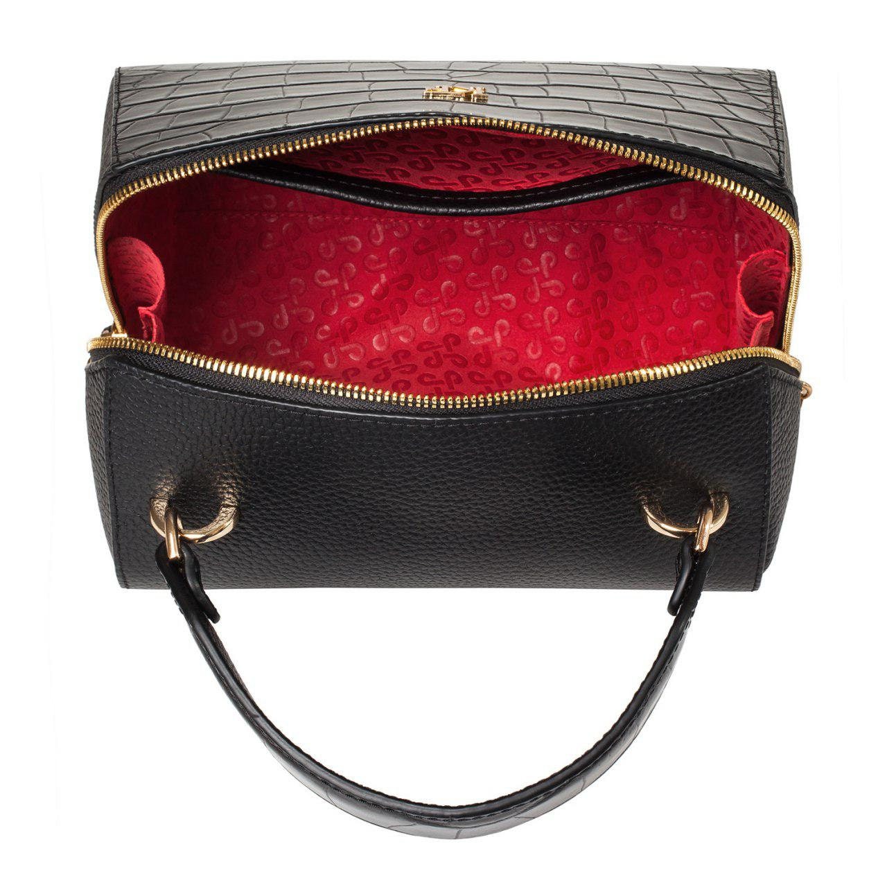 Leather Top Handle Bag, Black Leather Handbag Top Handle, Women's Leather Bag KF-3105 - Image 6