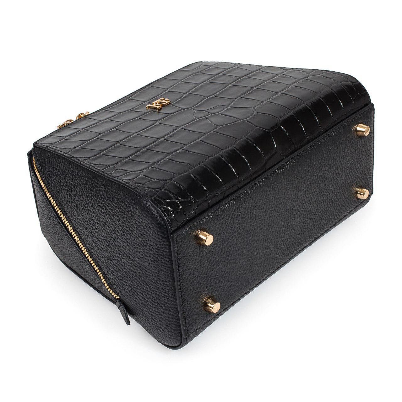 Leather Top Handle Bag, Black Leather Handbag Top Handle, Women's Leather Bag KF-3105 - Image 7