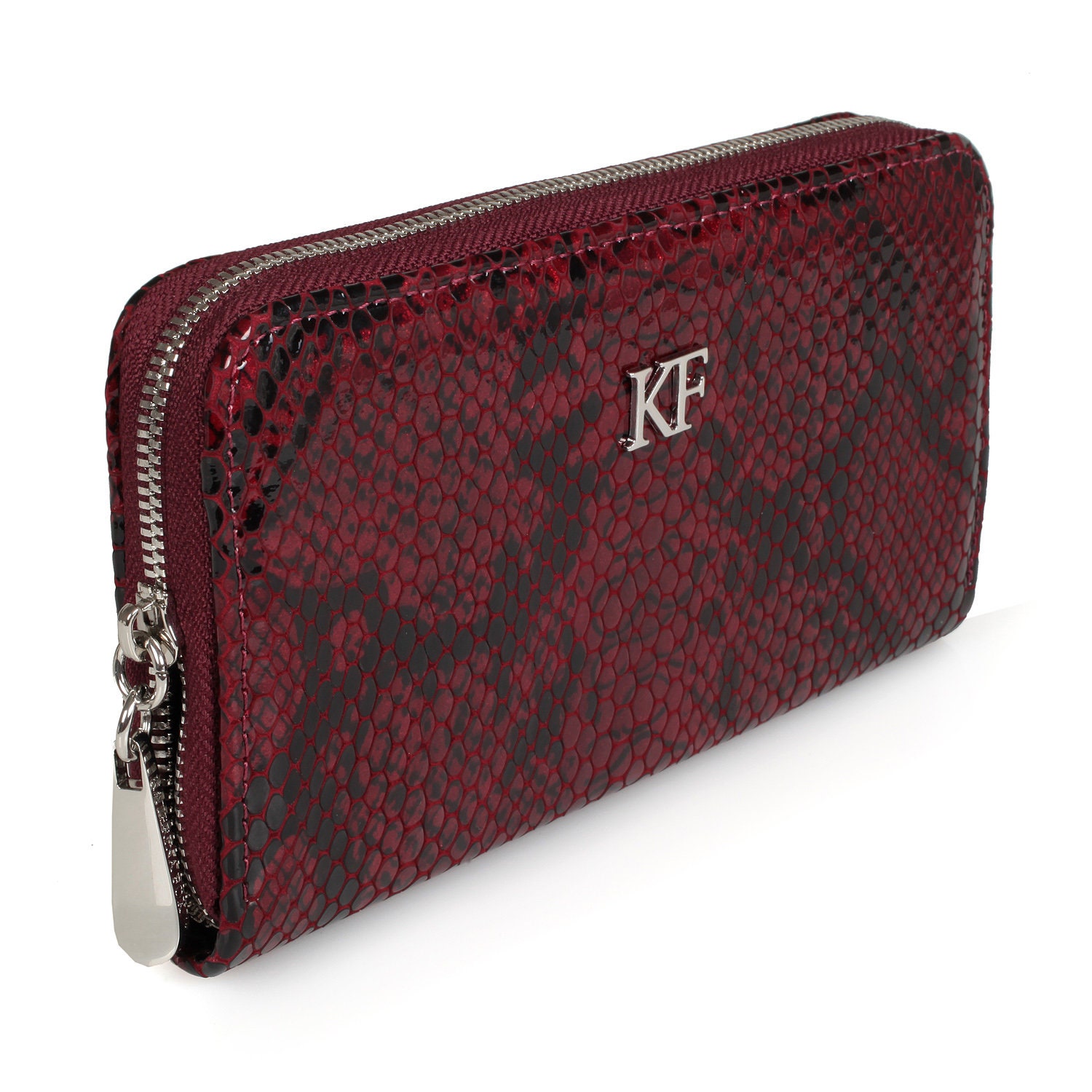Leather Wallet Woman, Red Leather Womens Wallet, Woman leather wallet, Zipper woman wallet, Clutch wallet, Wallet for her KF-2048 - Image 2
