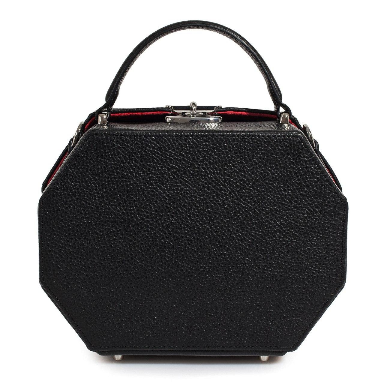 Leather Boxbag, Black Leather Box Bag, Women's Leather Boxbag, Leather bag KF-3243 - Image 3