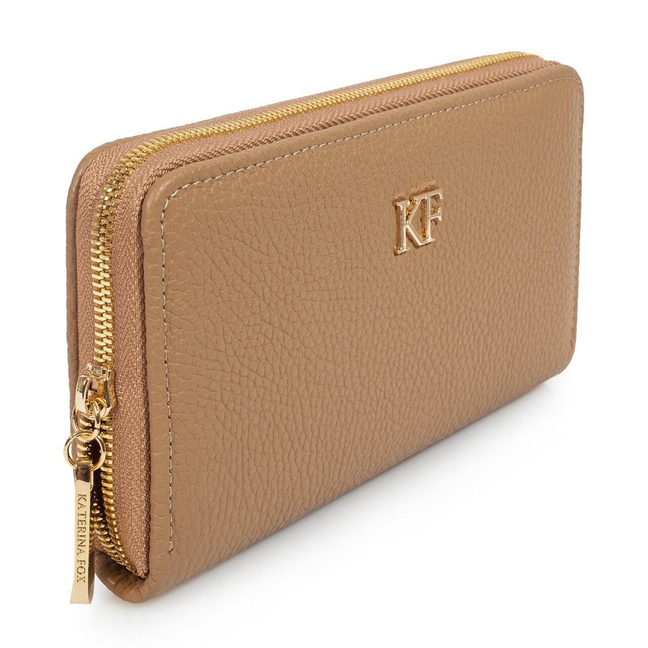 Leather Wallet Woman, Beige Leather Womens Wallet, Woman leather wallet, Zipper woman wallet, Clutch wallet, Wallet for her KF-3269 - Image 2