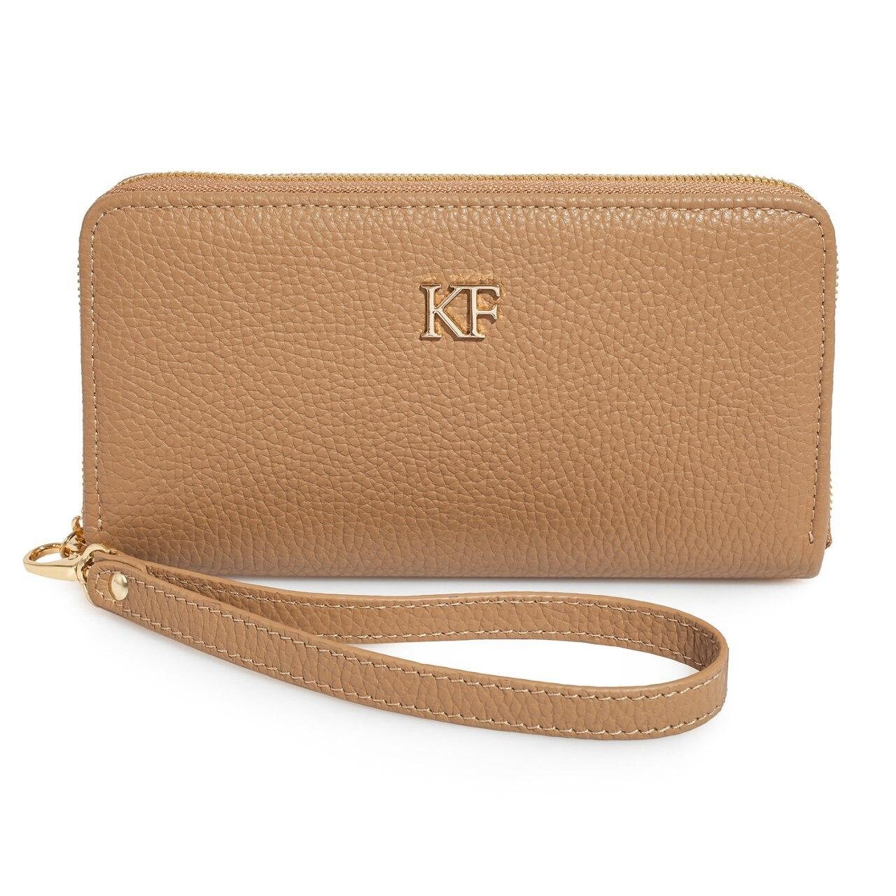 Leather Wallet Woman, Beige Leather Womens Wallet, Woman leather wallet, Zipper woman wallet, Clutch wallet, Wallet for her KF-3269