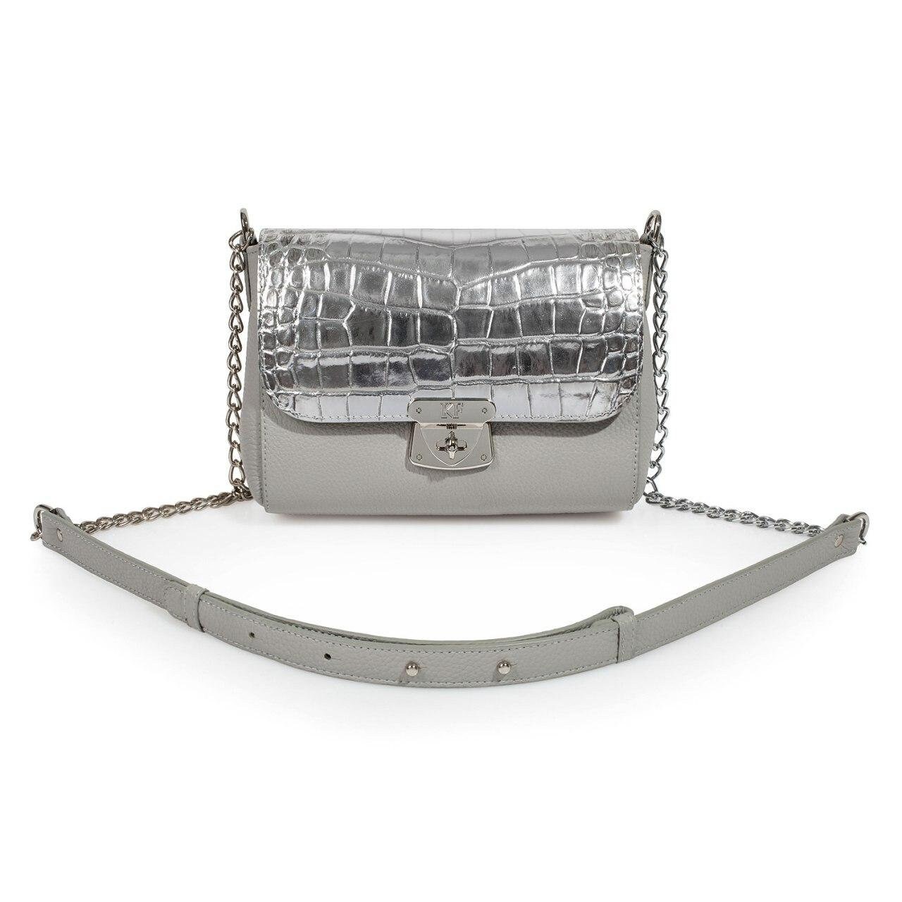 Leather Cross body Bag, Grey Leather Shoulder Bag, Women's Leather Crossbody Bag, Leather bag KF-3348