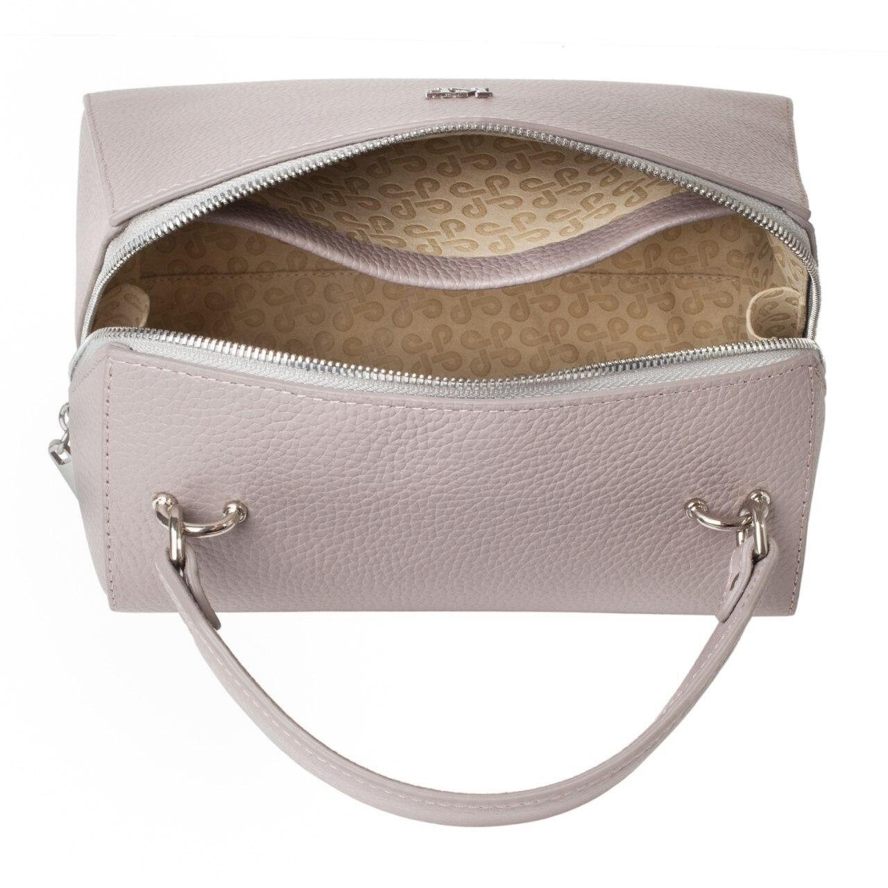 Leather Top Handle Bag, Grey Beige Leather Handbag Top Handle, Women's Leather Bag KF-3087 - Image 5