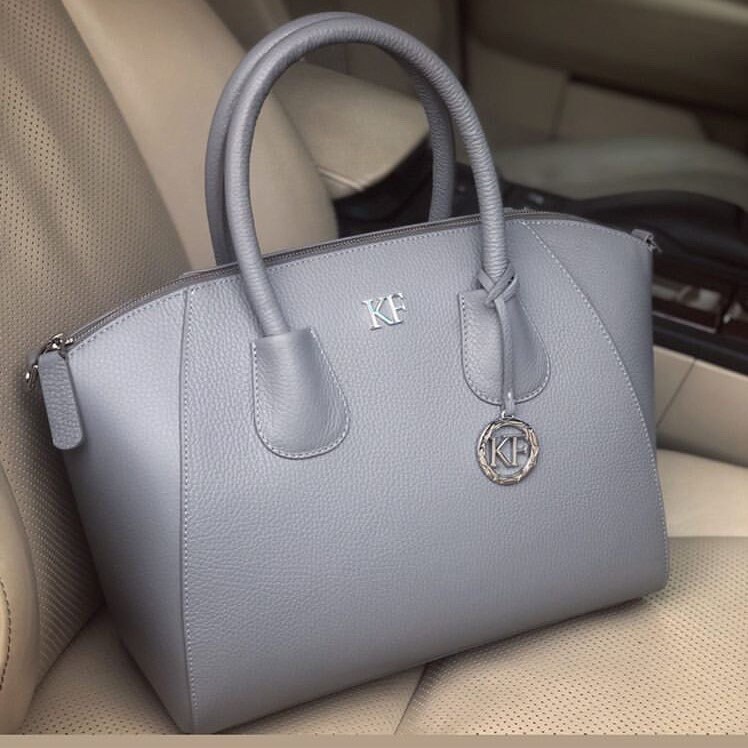 Leather Top Handle Bag, Dark Gray Leather Handbag Top Handle, Women's Leather Bag KF-3405 - Image 6