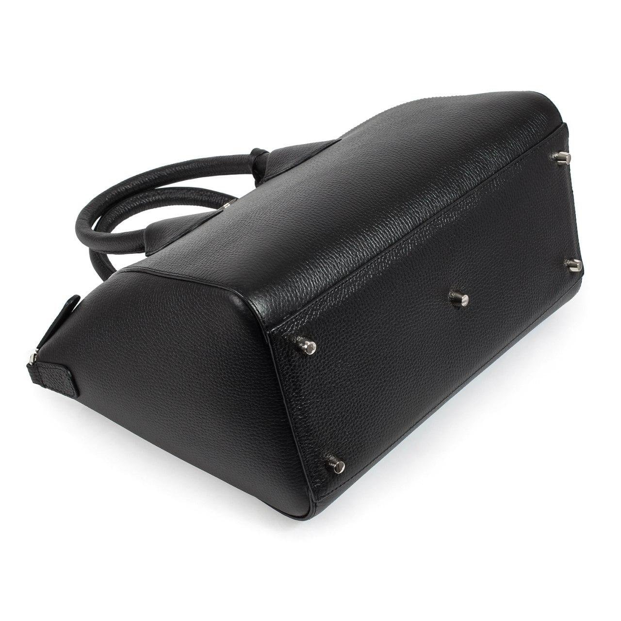 Leather Top Handle Bag, Black Leather Handbag Top Handle, Women's Leather Bag KF-3323 - Image 5