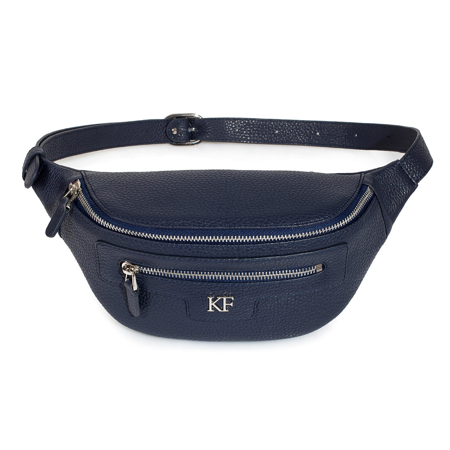 Leather women's Banana bag, Dark blue Leather Banana bag, Women's Bananka bag, Leather belt Bananka bag KF-3446 - Image 2