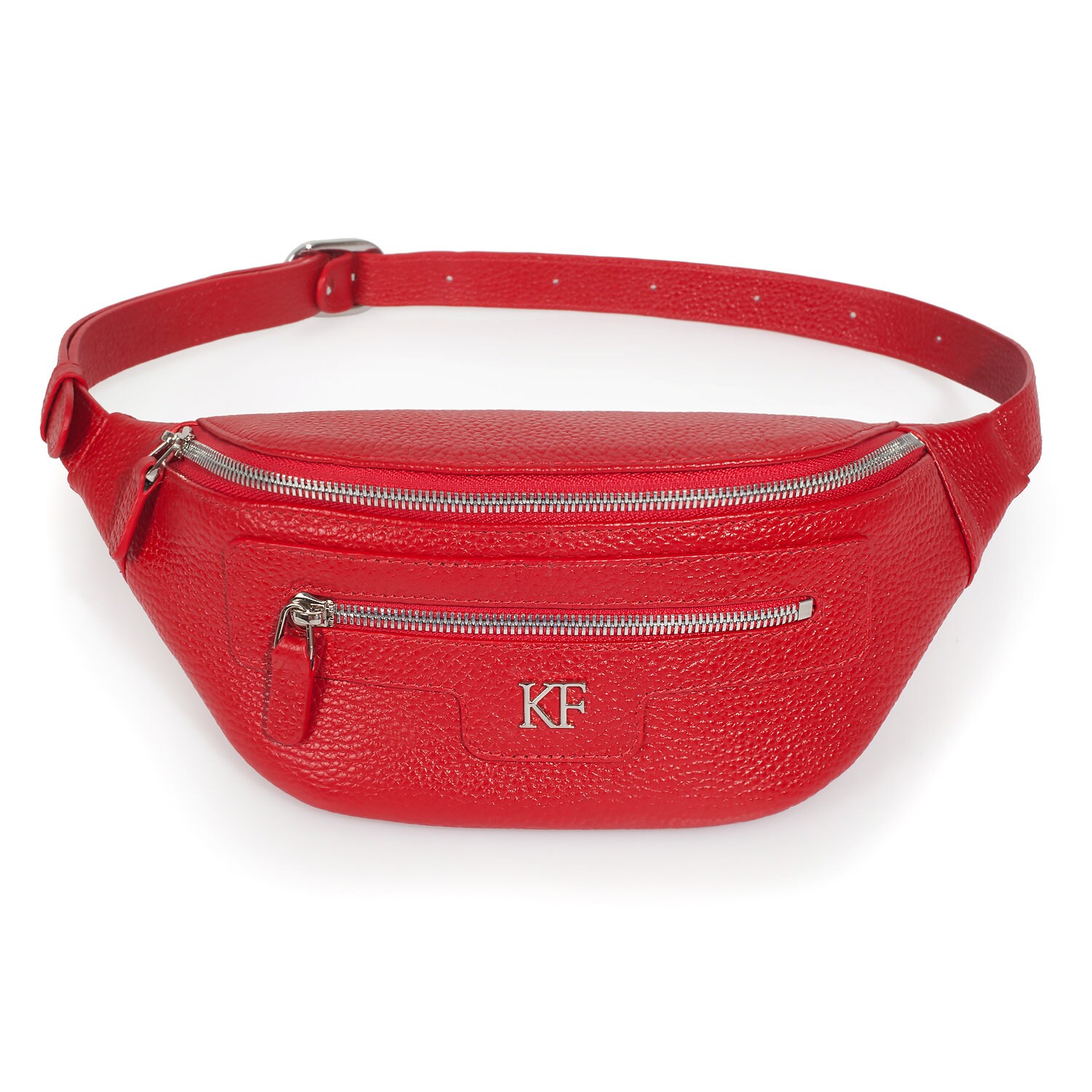 Leather women's Banana bag, Red Leather Banana bag, Women's Bananka bag, Leather belt Bananka bag KF-3447 - Image 2