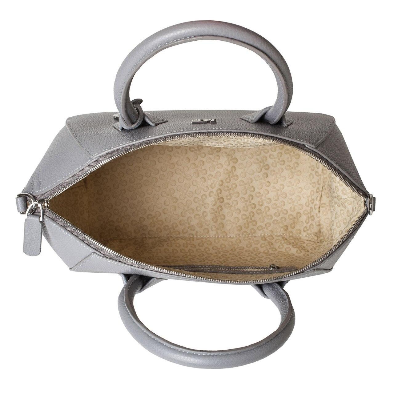 Leather Top Handle Bag, Dark Gray Leather Handbag Top Handle, Women's Leather Bag KF-3405 - Image 4