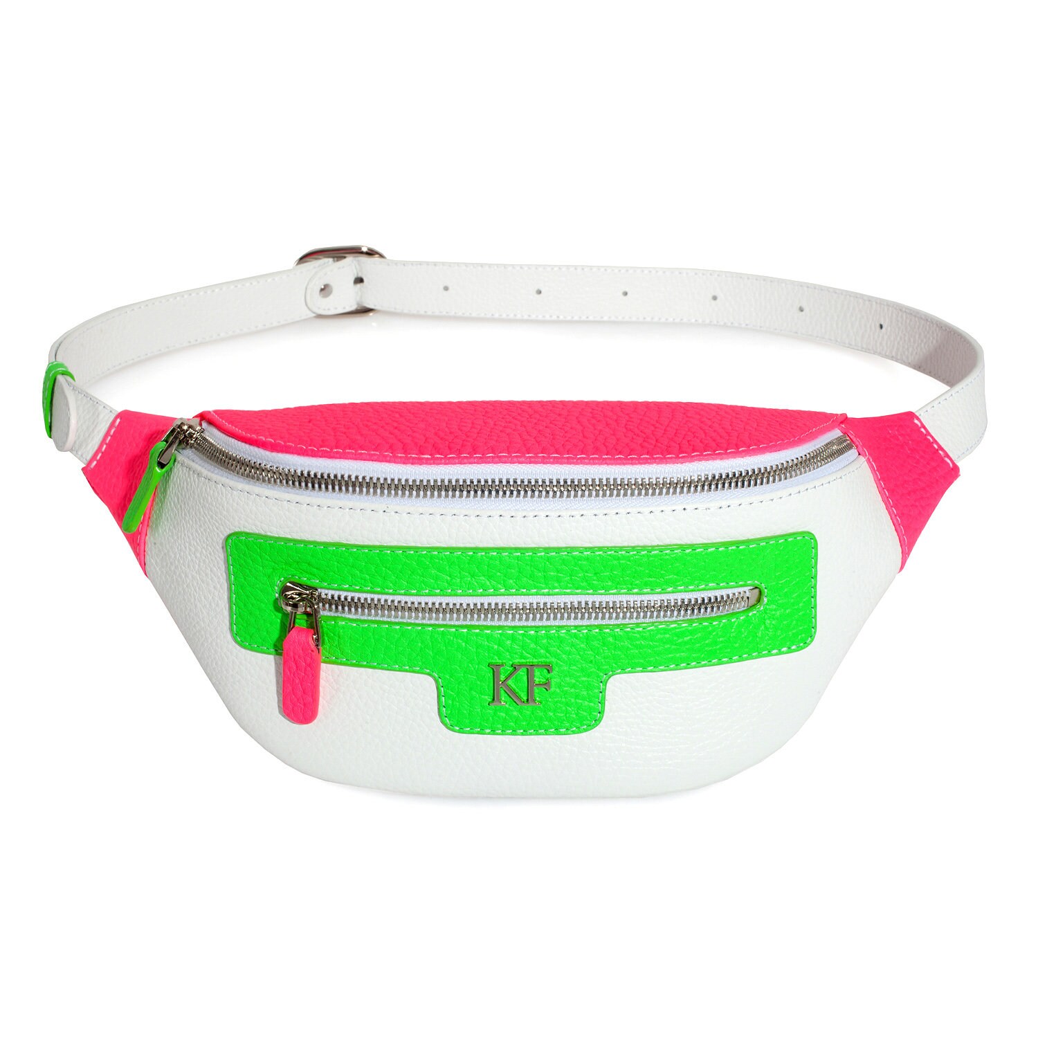 Leather women's Banana bag, White Leather Banana bag, Women's Bananka bag, Leather belt Bananka bag KF-3550 - Image 3