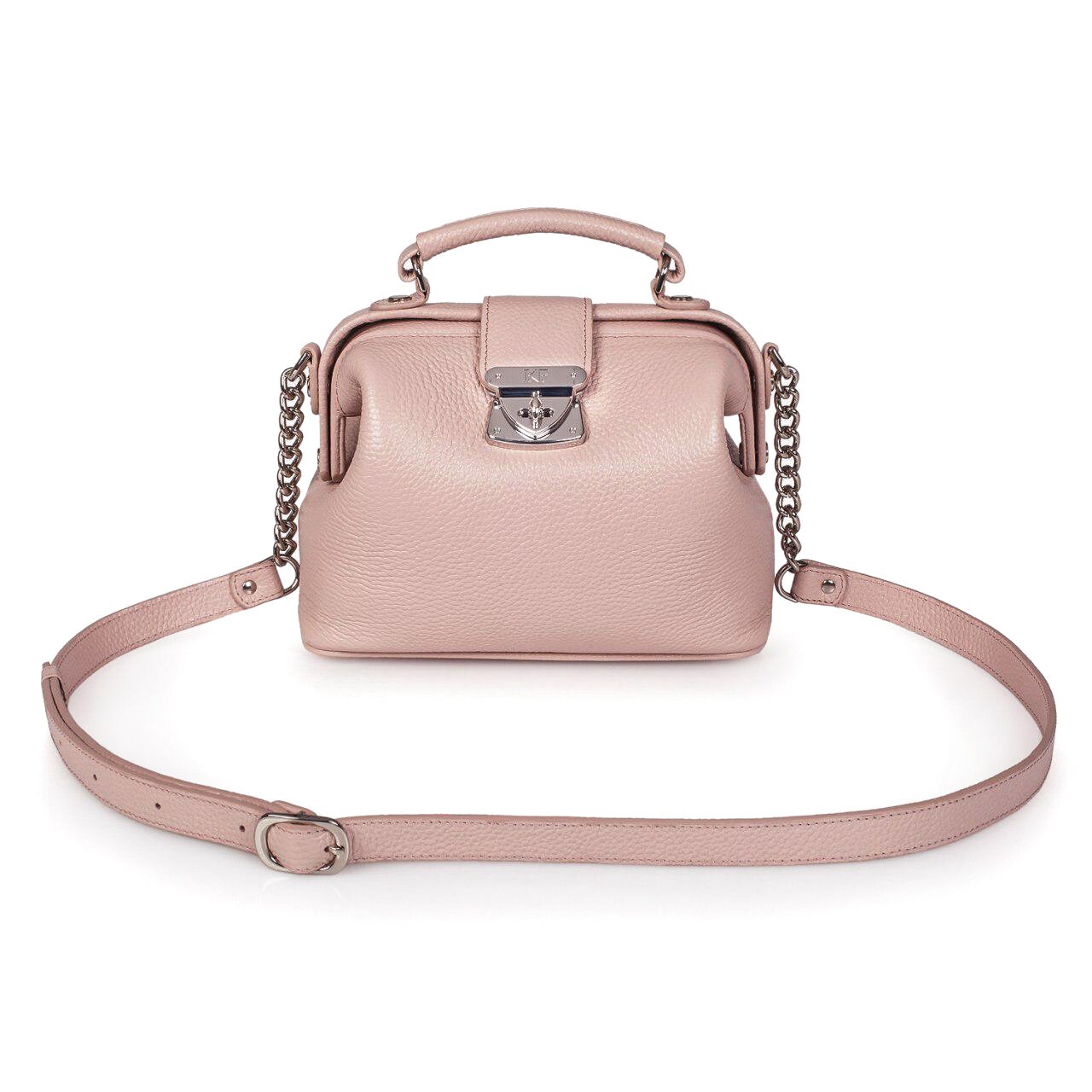 Leather doctor bag for women, Beige (powder) Leather Shoulder Bag, Women's Leather doctor bag, Leather bag KF-2819