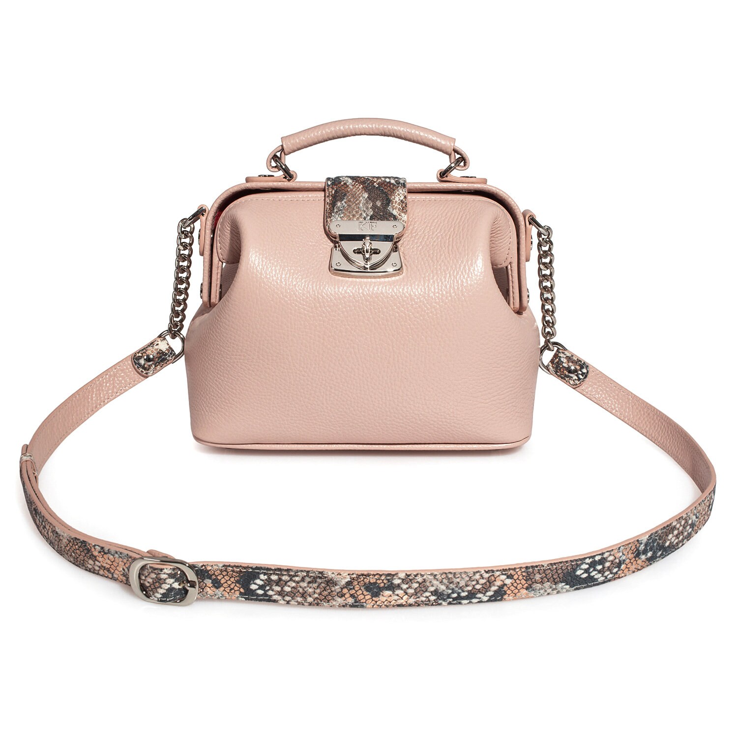 Leather doctor bag for women, Beige (nude) Leather Shoulder Bag, Women's Leather doctor bag, Leather bag KF-3591 - Image 2
