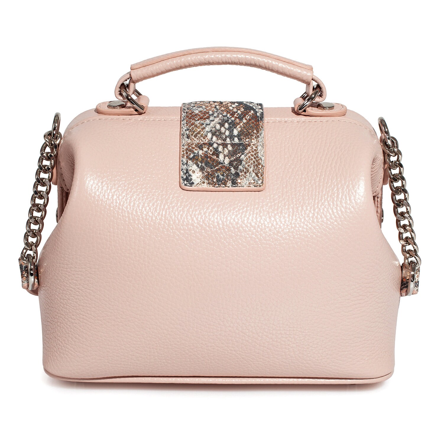 Leather doctor bag for women, Beige (nude) Leather Shoulder Bag, Women's Leather doctor bag, Leather bag KF-3591 - Image 5