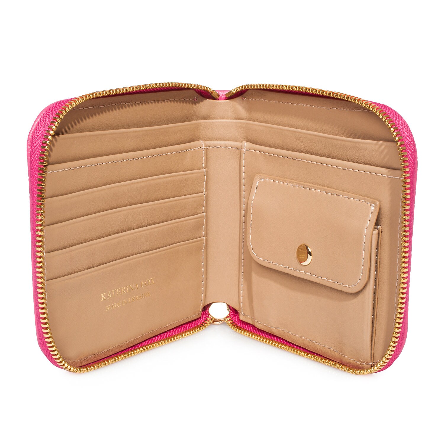 Leather Wallet Woman, Fuchsia Leather Womens Wallet, Woman leather wallet, Zipper woman wallet, Clutch wallet, Wallet for her KF-2467 - Image 4