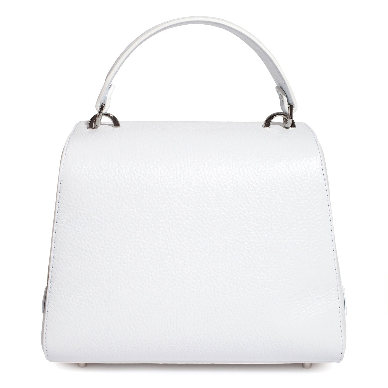 Leather Top Handle Bag, White Leather Handbag Top Handle, Women's Leather Bag KF-3652 - Image 4