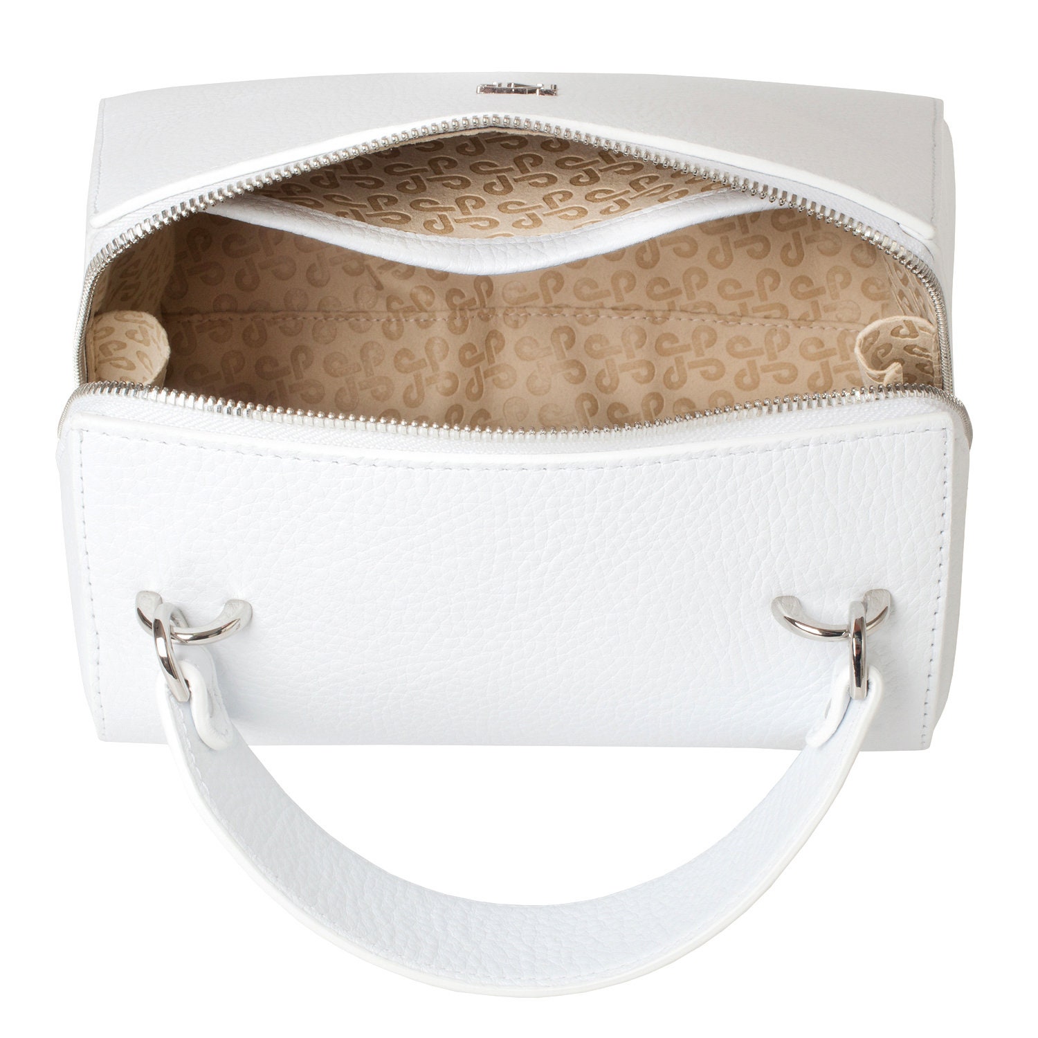 Leather Top Handle Bag, White Leather Handbag Top Handle, Women's Leather Bag KF-3652 - Image 5