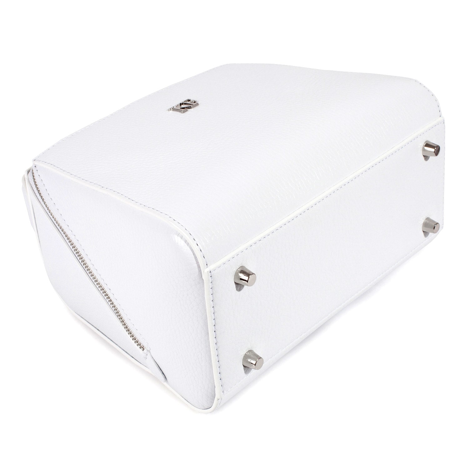 Leather Top Handle Bag, White Leather Handbag Top Handle, Women's Leather Bag KF-3652 - Image 6