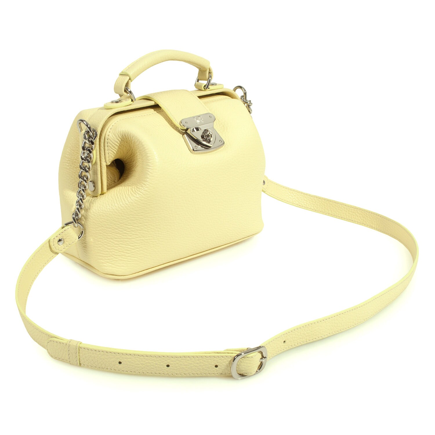 Leather doctor bag for women, Yellow (lemon) Leather Shoulder Bag, Women's Leather doctor bag, Leather bag KF-3658 - Image 3