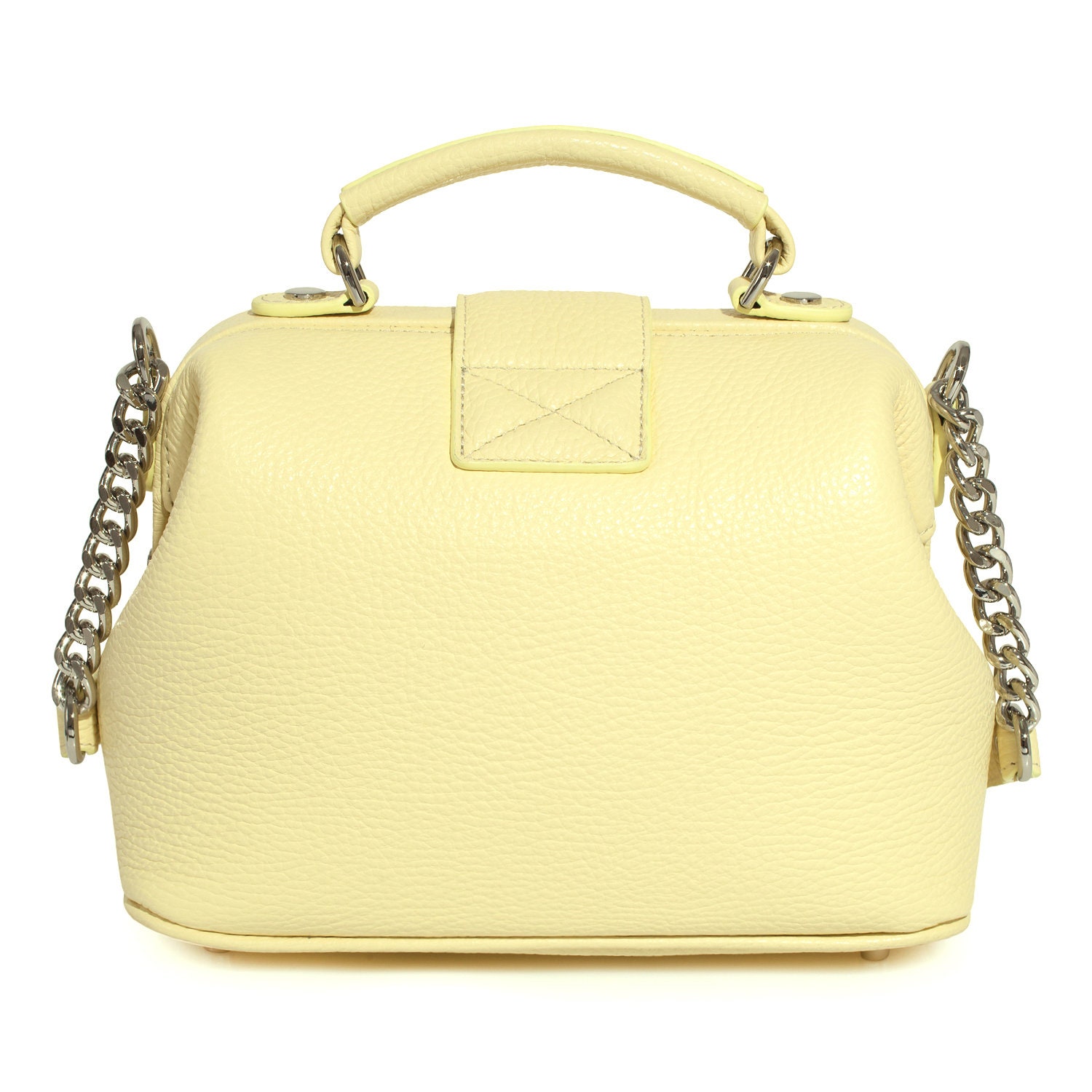 Leather doctor bag for women, Yellow (lemon) Leather Shoulder Bag, Women's Leather doctor bag, Leather bag KF-3658 - Image 5