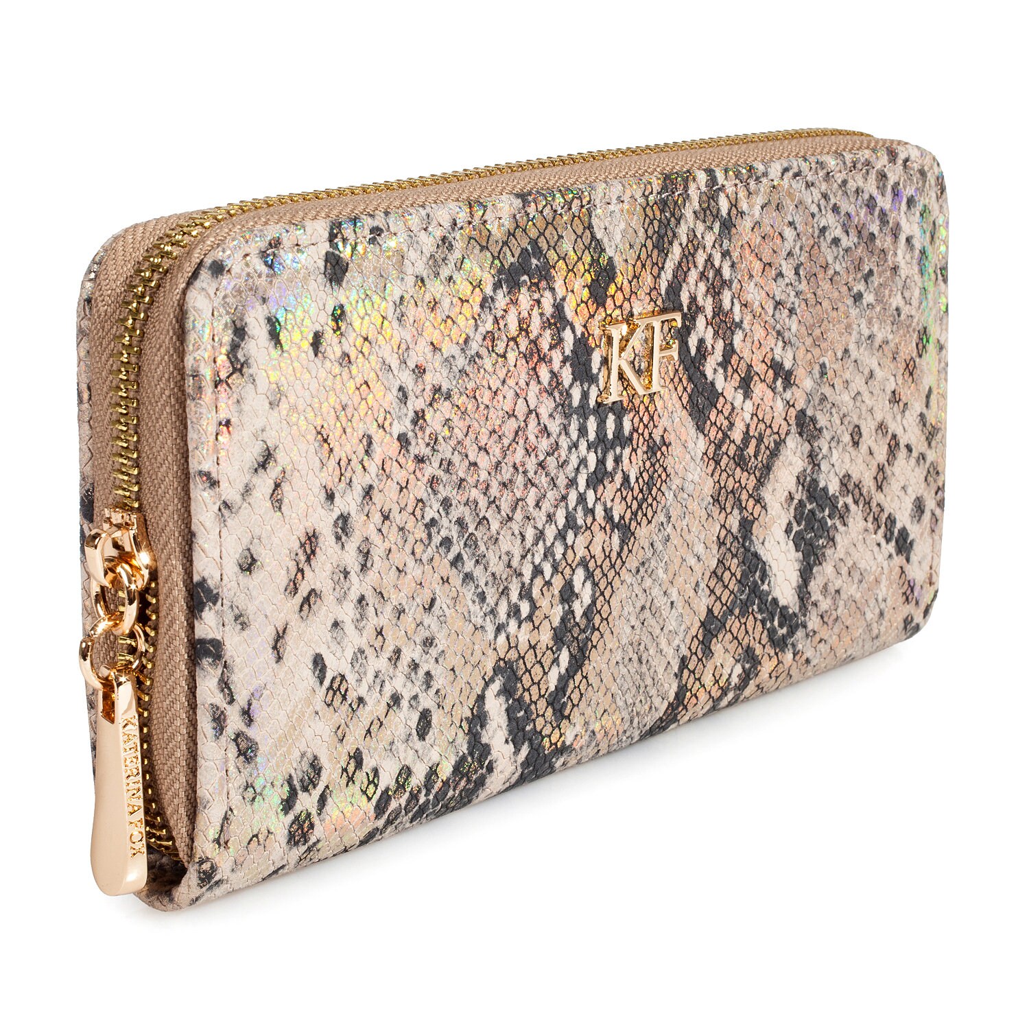 Leather Wallet Woman, Beige Leather Womens Wallet, Woman leather wallet, Zipper woman wallet, Clutch wallet, Wallet for her KF-3623 - Image 2