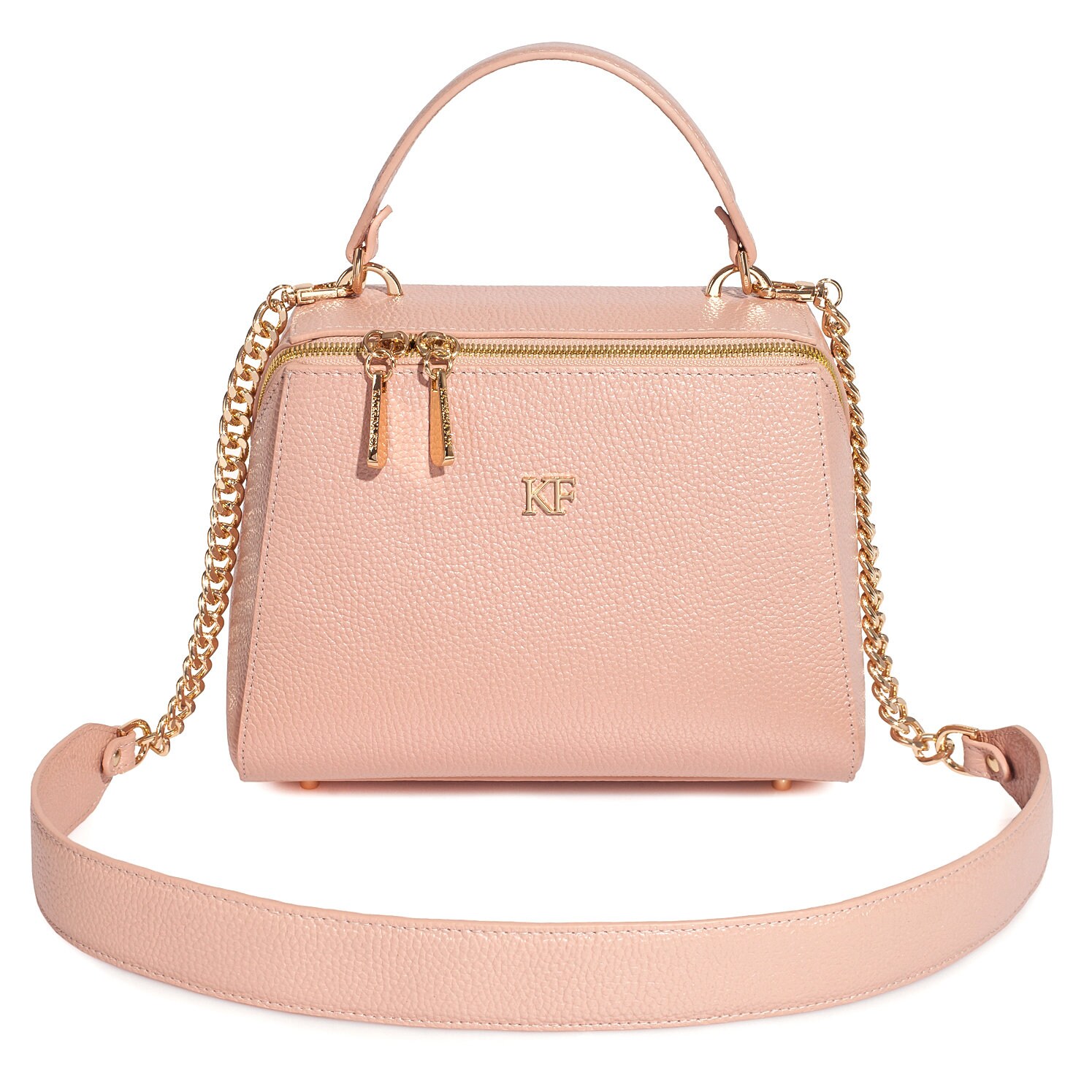 Leather Top Handle Bag, Beige pearl Leather Handbag Top Handle, Women's Leather Bag KF-3656