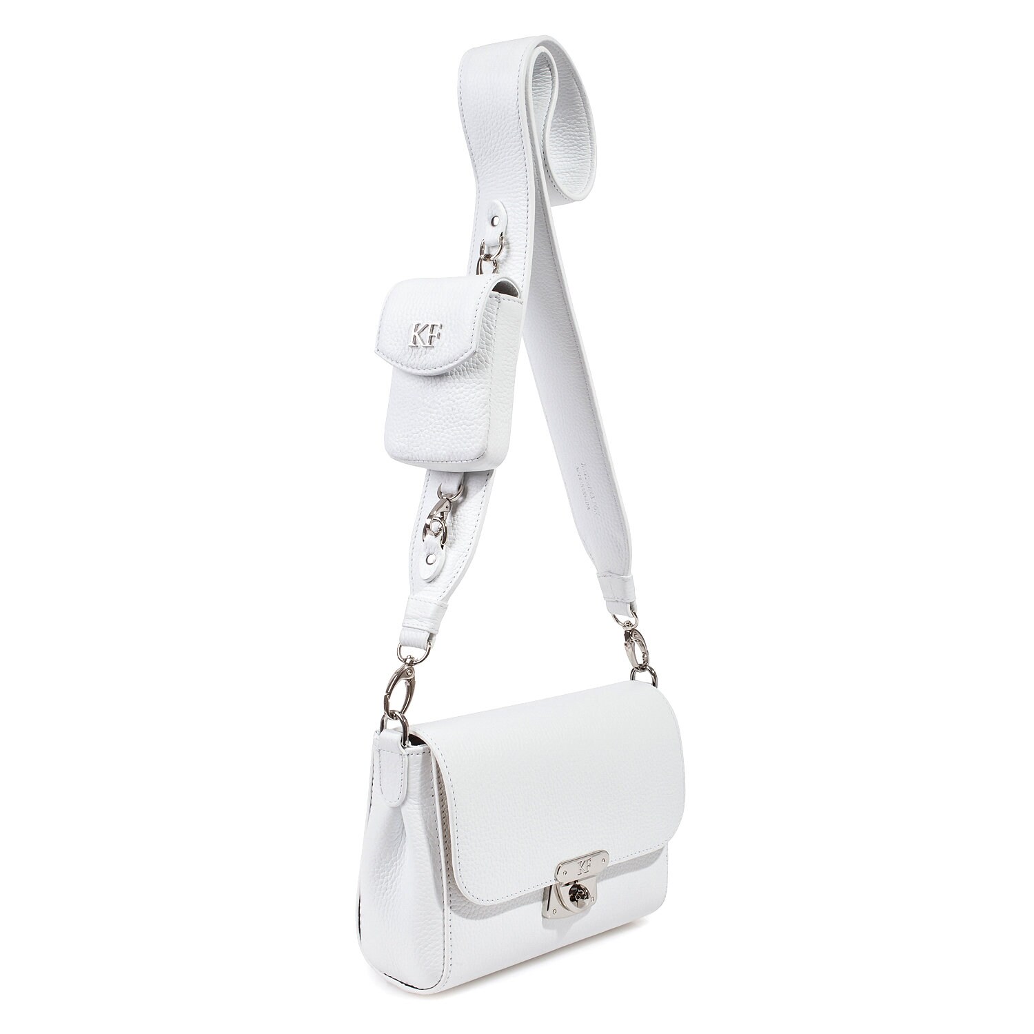 Leather Crossbody Bag, White Leather Shoulder Bag, Women's Leather Cross body Bag, Leather bag KF-3689 - Image 3