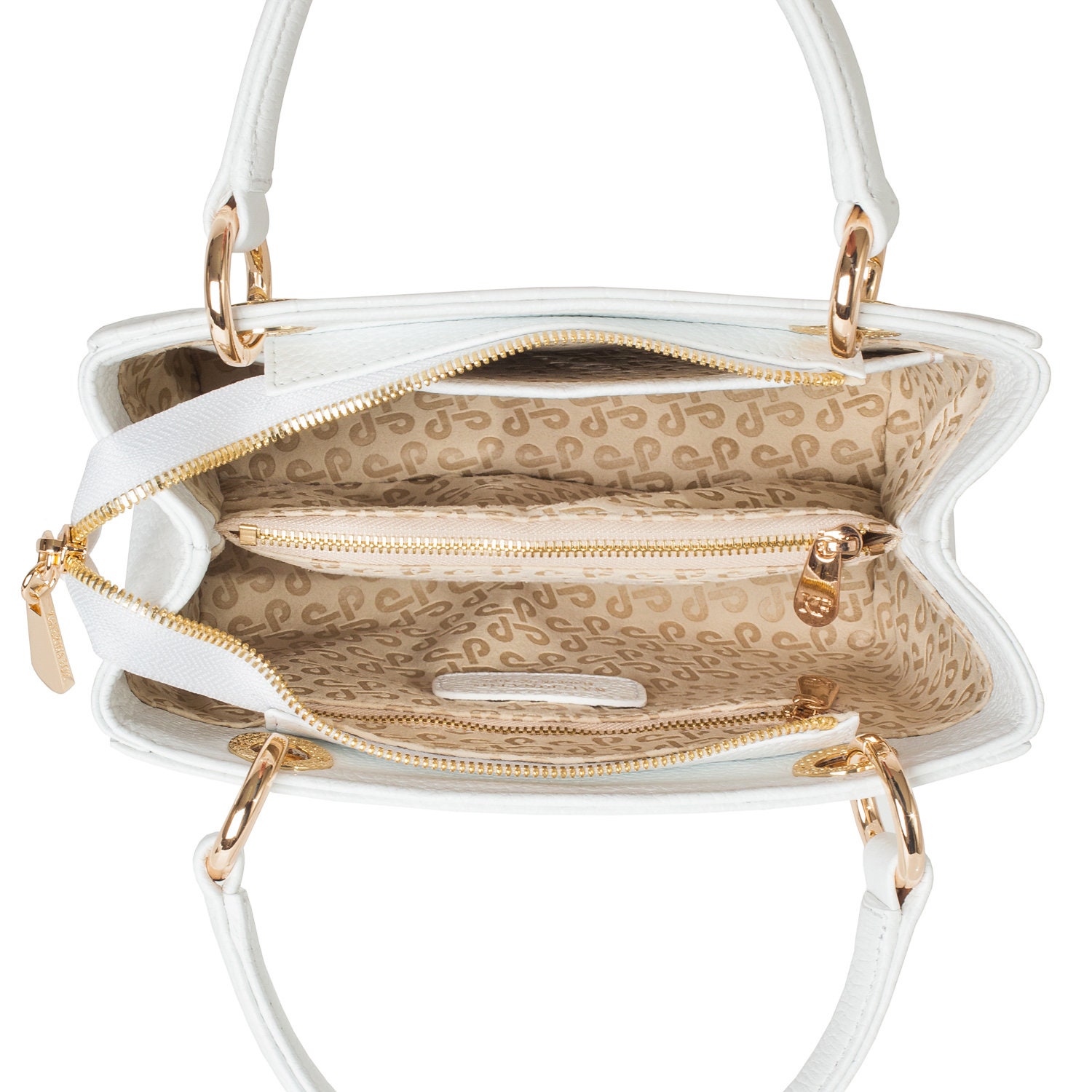 Leather Top Handle Bag, White Leather Handbag Top Handle, Women's Leather Bag KF-3685 - Image 5