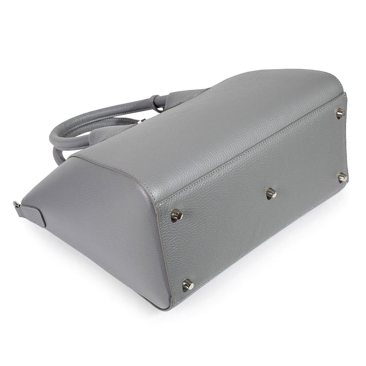 Leather Top Handle Bag, Dark Gray Leather Handbag Top Handle, Women's Leather Bag KF-3405 - Image 5