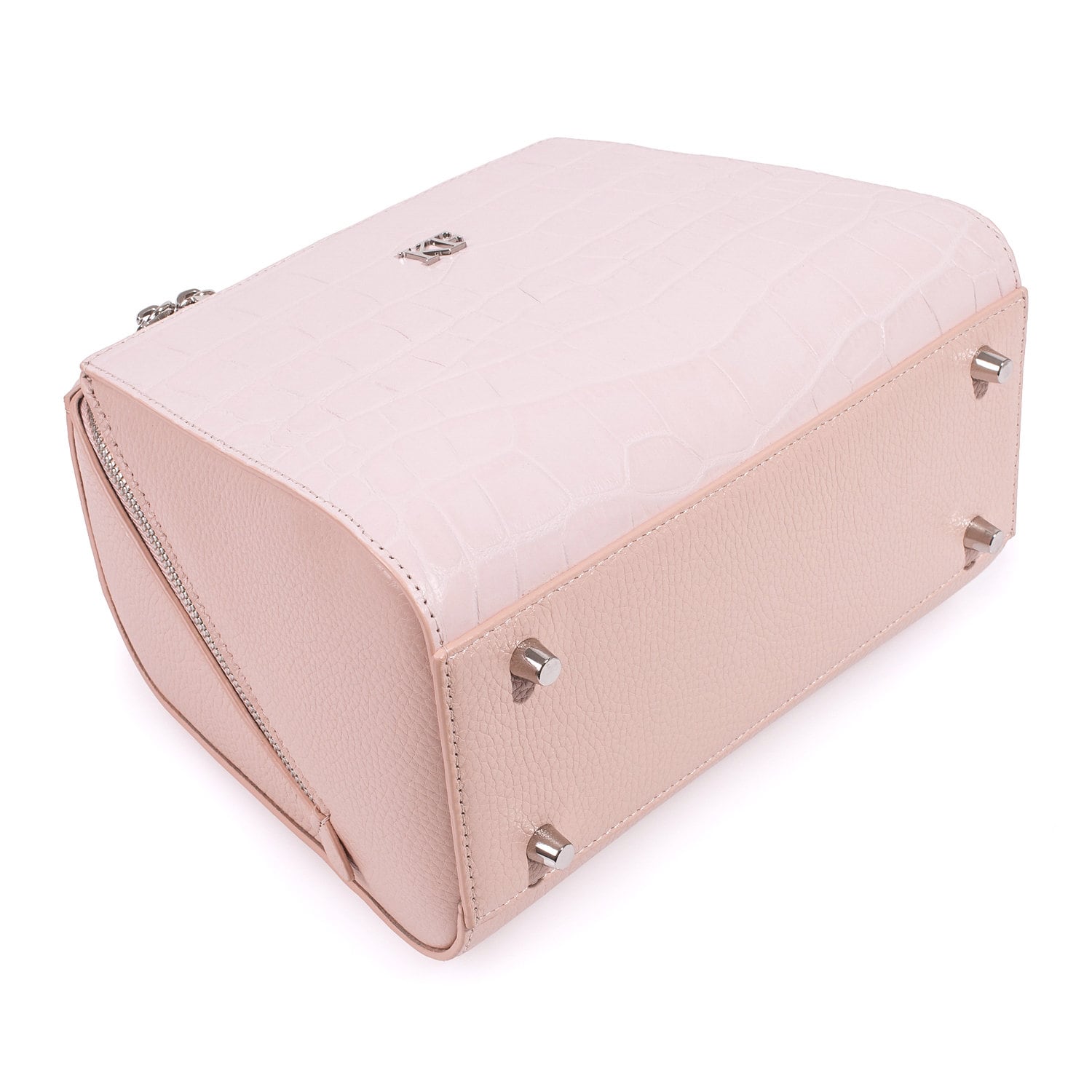 Leather Top Handle Bag, Light pink Leather Handbag Top Handle, Women's Leather Bag KF-3710 - Image 7