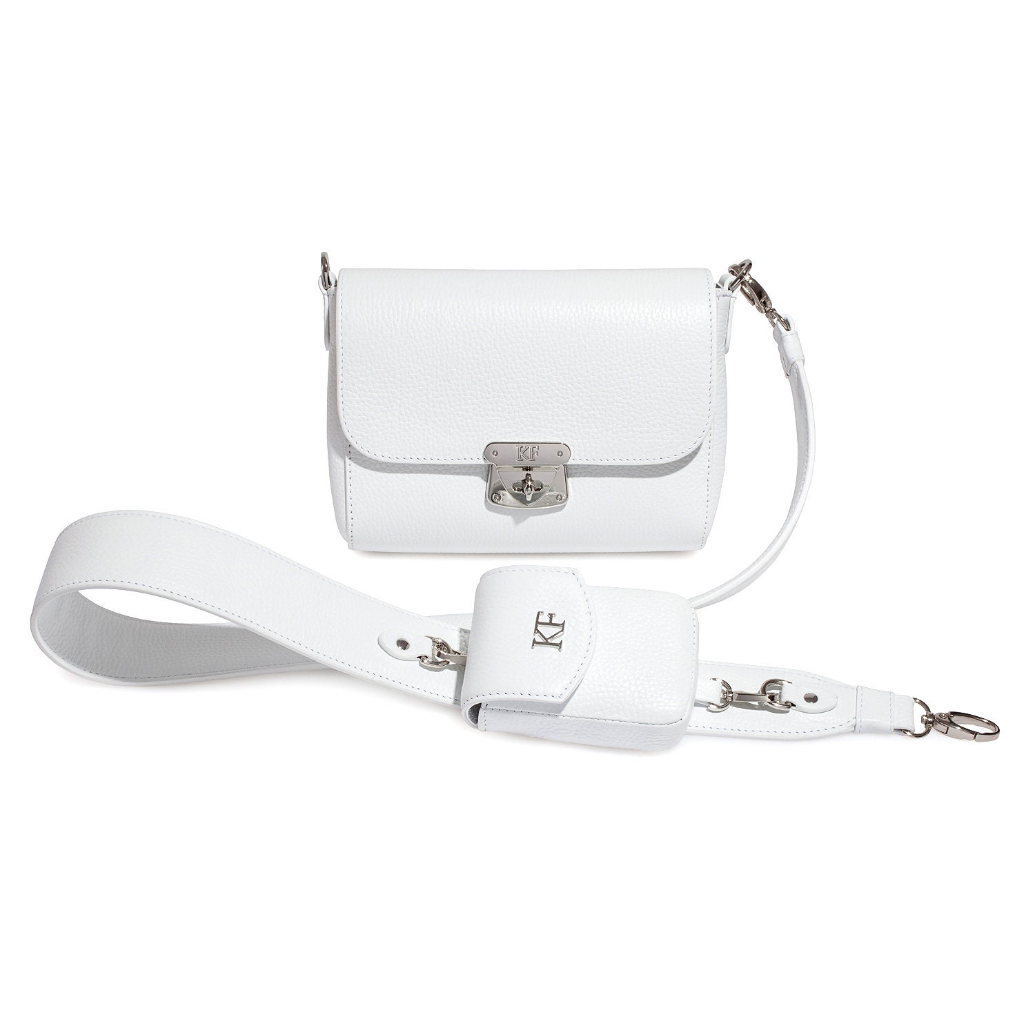 Leather Crossbody Bag, White Leather Shoulder Bag, Women's Leather Cross body Bag, Leather bag KF-3689 - Image 2