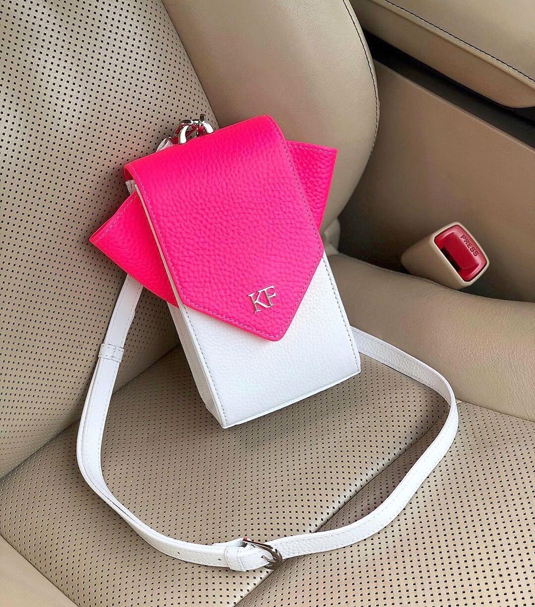 Leather Cross body Bag, White Leather Shoulder Bag, Women's Leather Crossbody Bag, Leather bag KF-3664 - Image 7