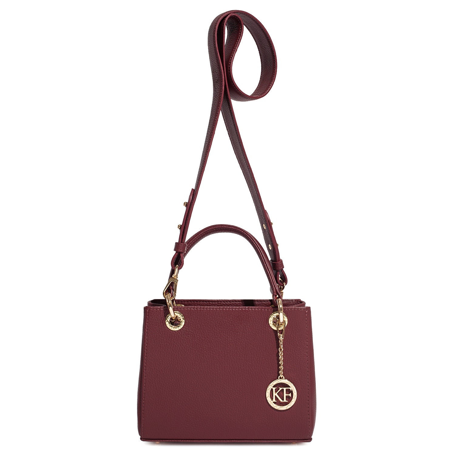 Leather Top Handle Bag, Marsala Leather Handbag Top Handle, Women's Leather Bag KF-3826 - Image 4