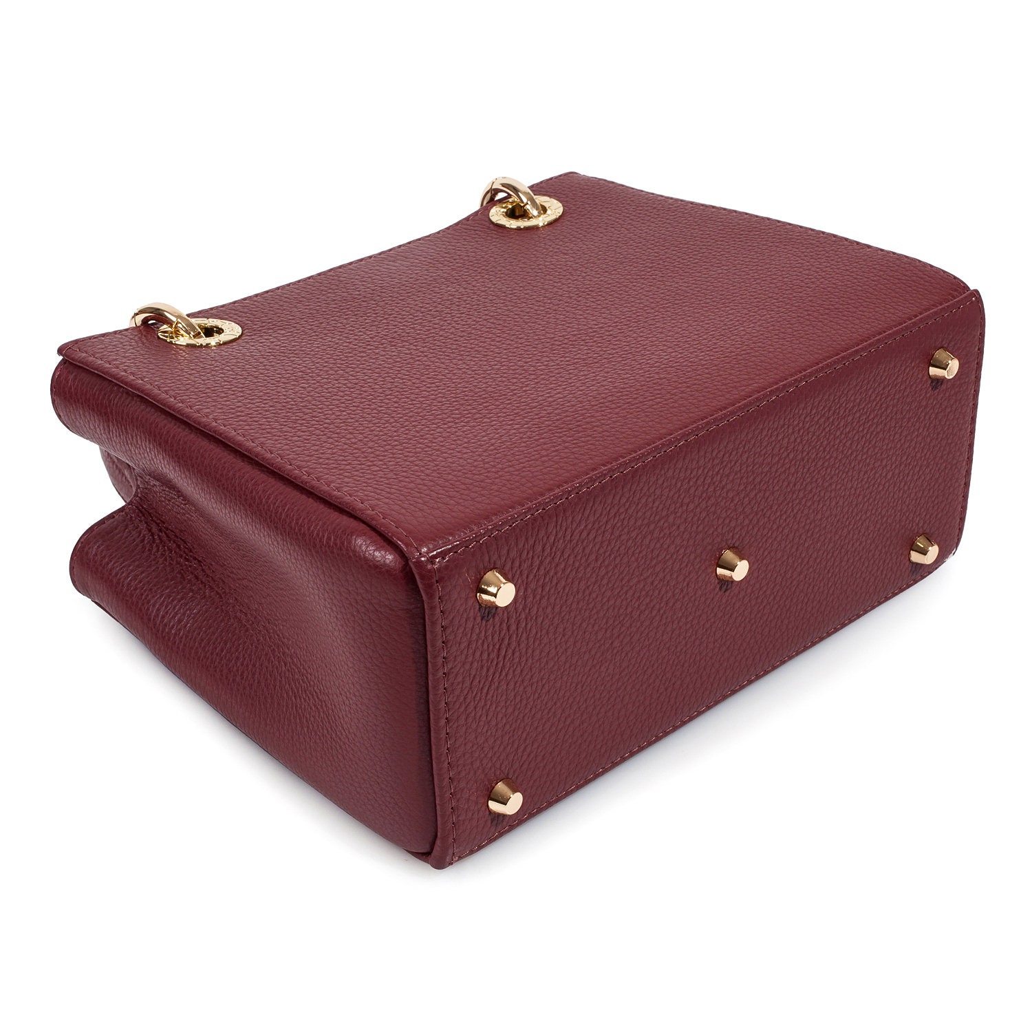 Leather Top Handle Bag, Marsala Leather Handbag Top Handle, Women's Leather Bag KF-3826 - Image 7