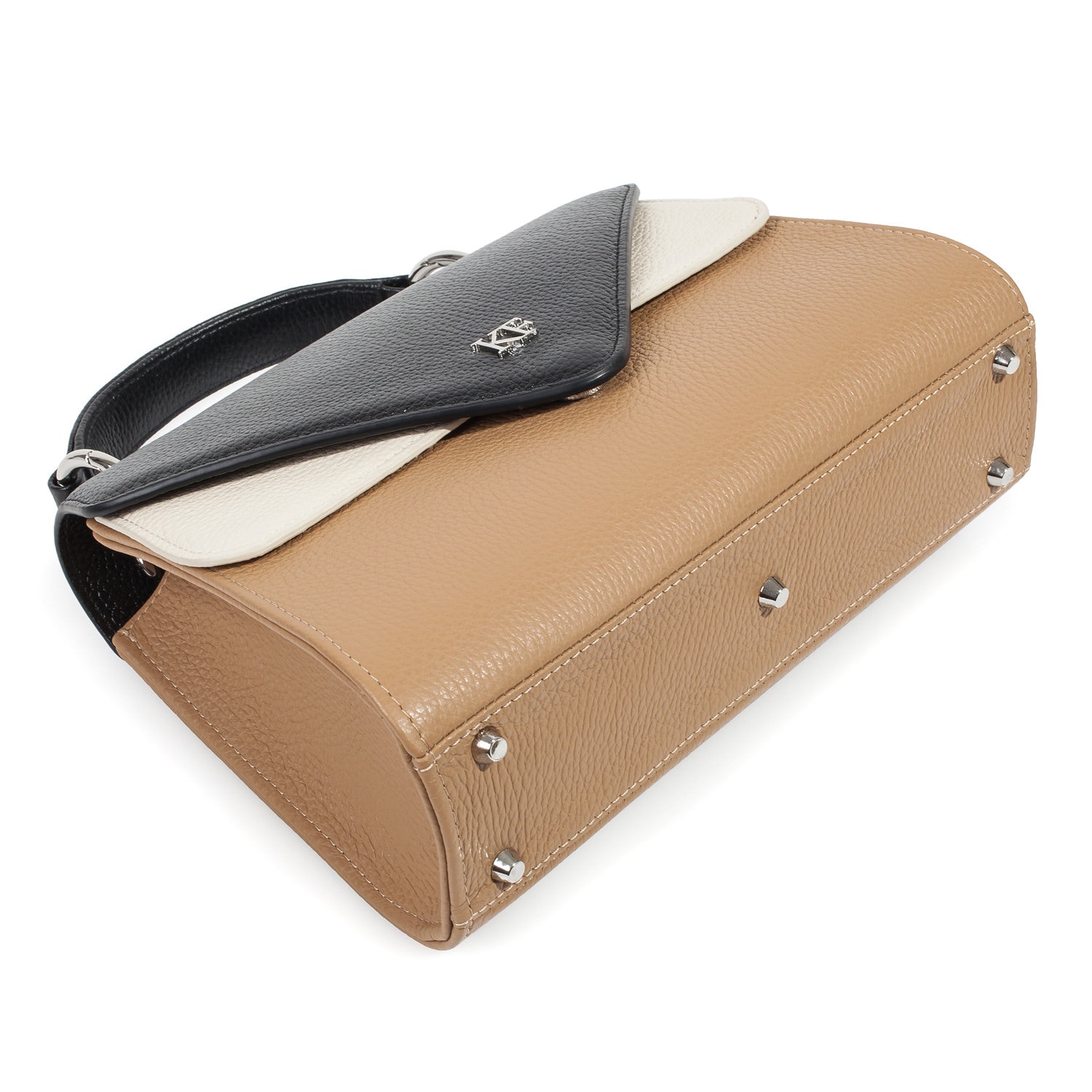 Leather Top Handle Bag, Dark beige Leather Handbag Top Handle, Women's Leather Bag KF-3733 - Image 6