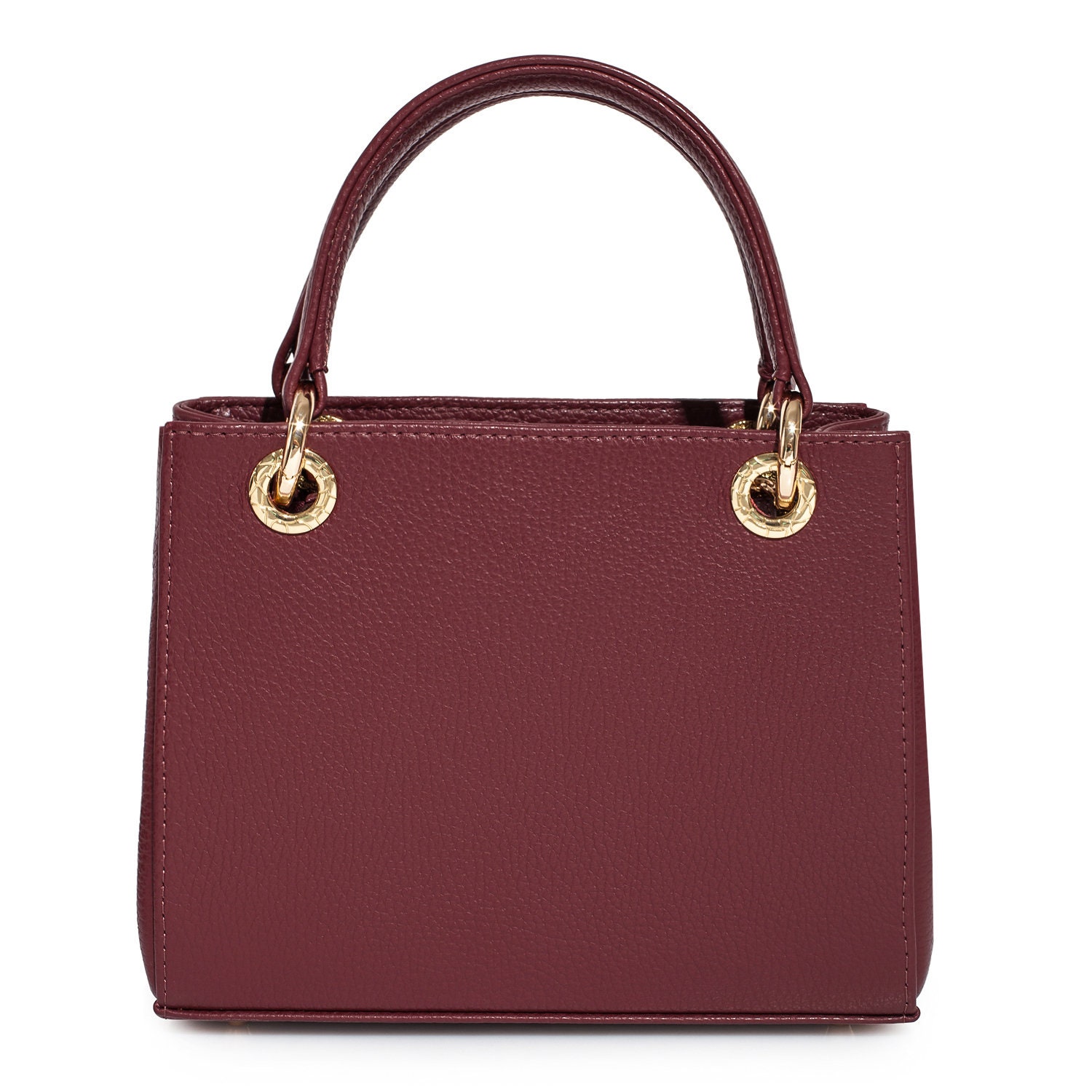 Leather Top Handle Bag, Marsala Leather Handbag Top Handle, Women's Leather Bag KF-3826 - Image 5