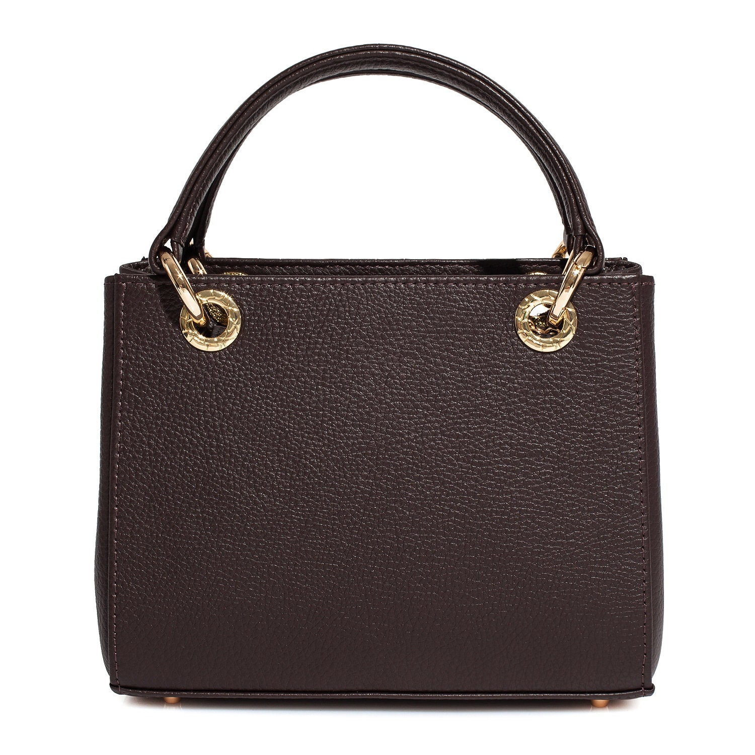 Leather Top Handle Bag, Dark brown Leather Handbag Top Handle, Women's Leather Bag KF-3828 - Image 5