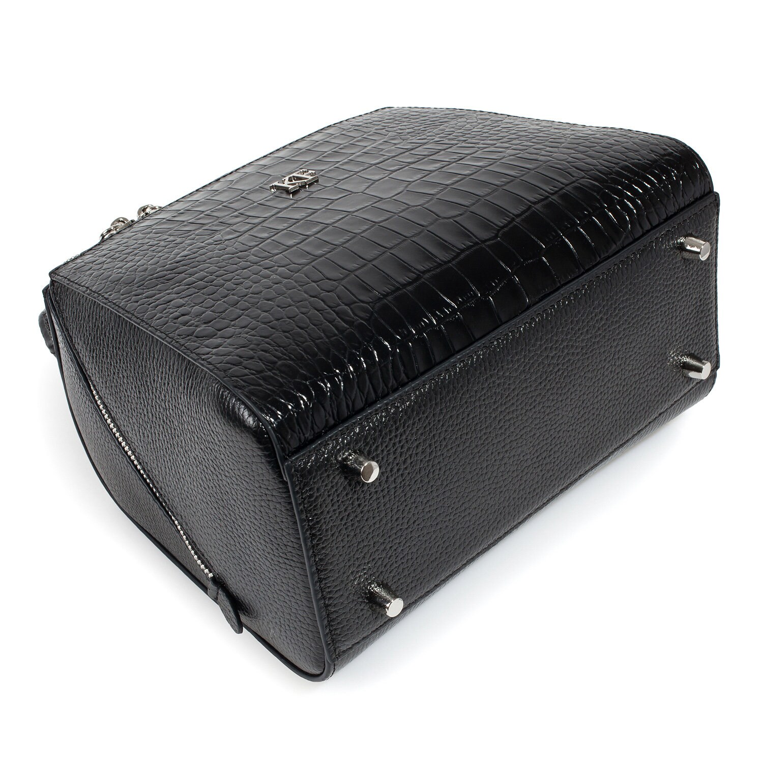 Leather Top Handle Bag, Black Leather Handbag Top Handle, Women's Leather Bag KF-3183 - Image 6