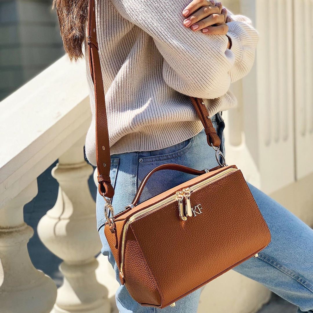 Leather Cross body Bag, Ginger Leather Shoulder Bag, Women's Leather Crossbody Bag, Leather bag KF-3057 - Image 8