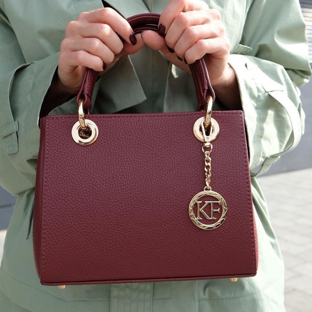 Leather Top Handle Bag, Marsala Leather Handbag Top Handle, Women's Leather Bag KF-3826 - Image 9