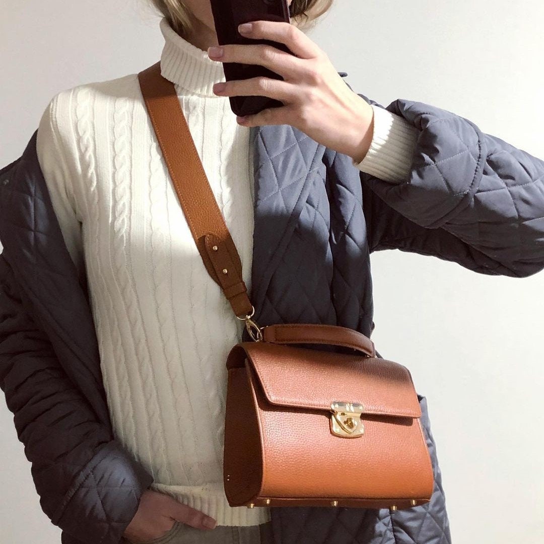 Leather Cross body Bag, Ginger Leather Shoulder Bag, Women's Leather Crossbody Bag, Leather bag KF-3967 - Image 2
