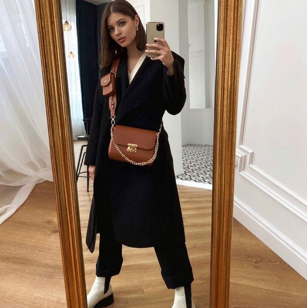 Leather Cross body Bag, Ginger Leather Shoulder Bag, Women's Leather Crossbody Bag, Leather bag KF-3811 - Image 6
