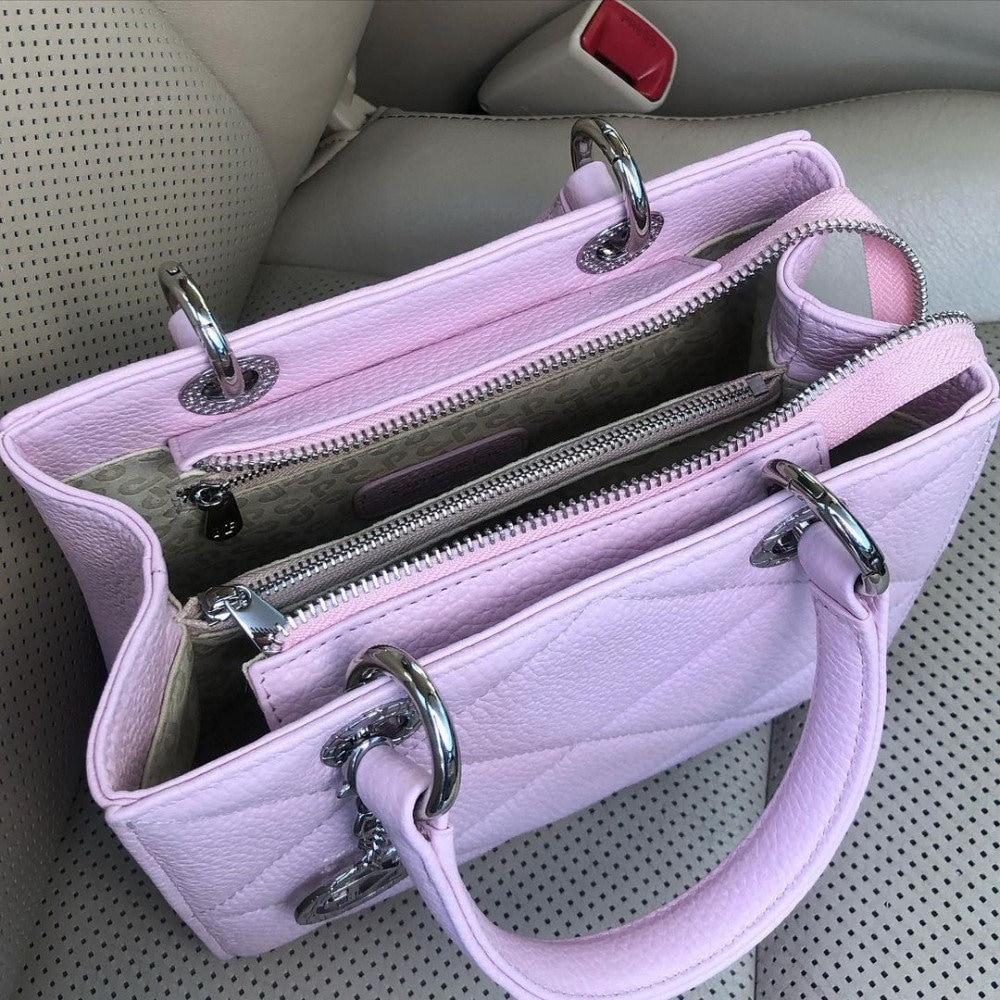 Leather Top Handle Bag, Pink Leather Handbag Top Handle, Women's Leather Bag KF-4365 - Image 2