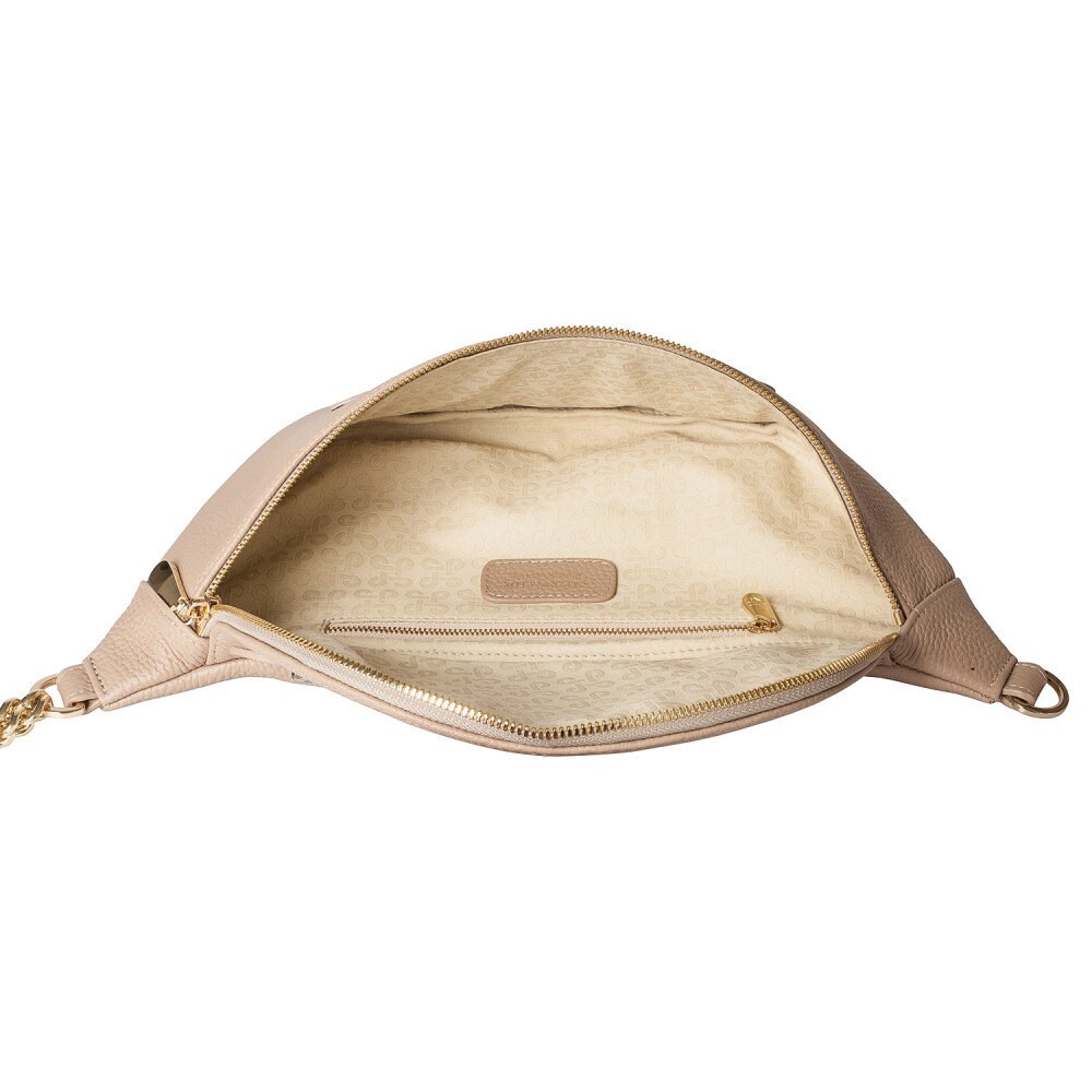 Leather women's Banana bag, Beige Leather Banana bag, Women's Banana bag, Leather belt Bananka bag KF-4402 - Image 4
