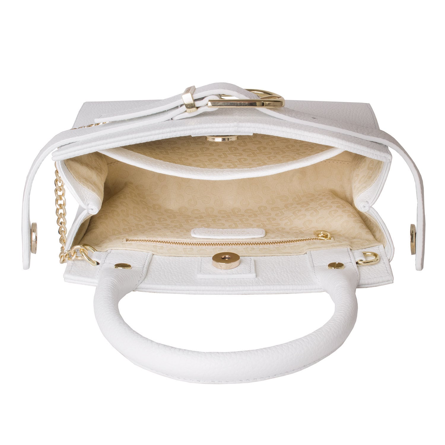Leather Top Handle Bag, White Leather Handbag Top Handle, Women's Leather Bag KF-4965 - Image 3