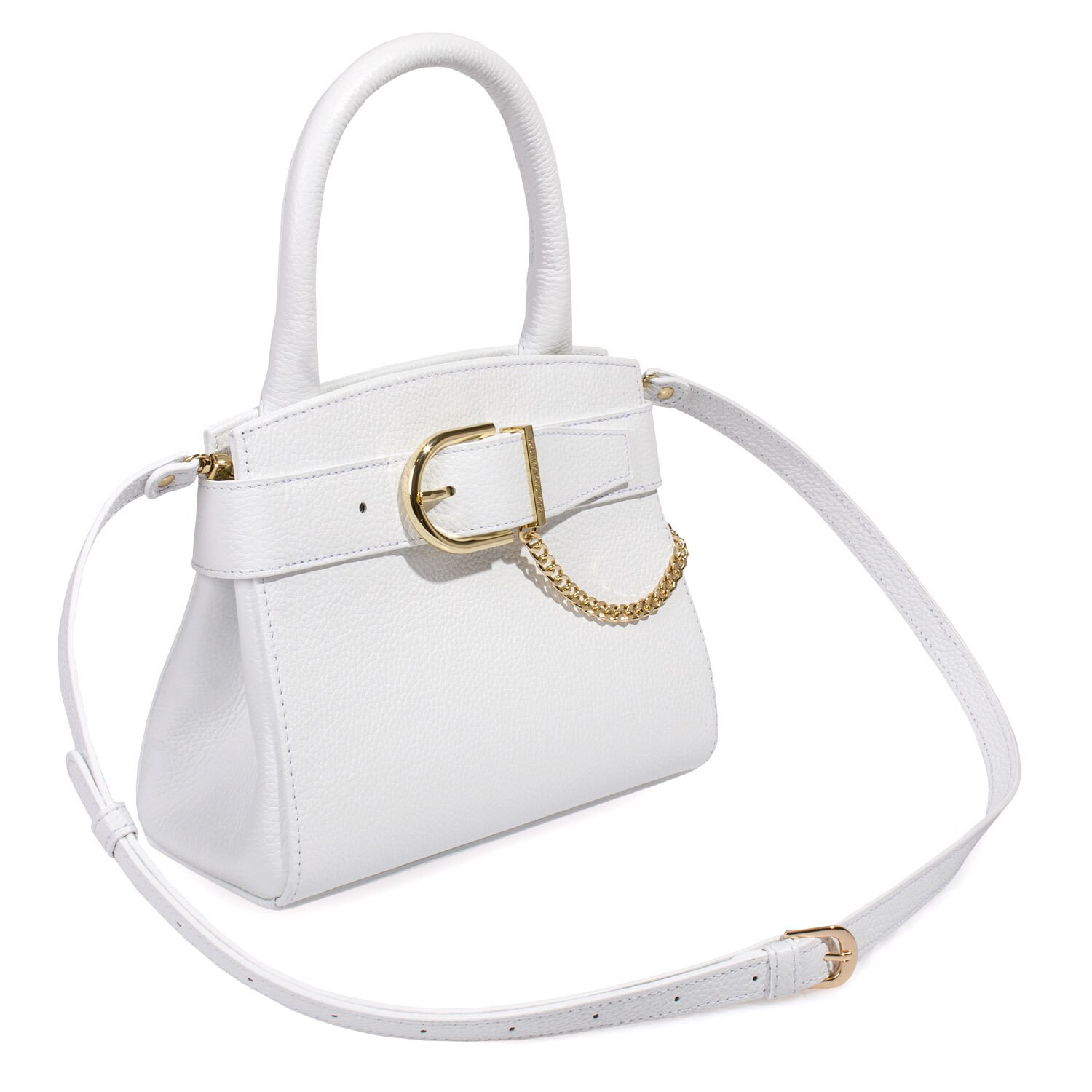 Leather Top Handle Bag, White Leather Handbag Top Handle, Women's Leather Bag KF-4965 - Image 4