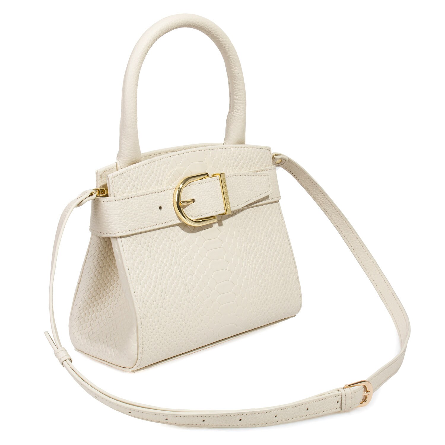 Leather Top Handle Bag, Cream Leather Handbag Top Handle, Women's Leather Bag KF-4966 - Image 2