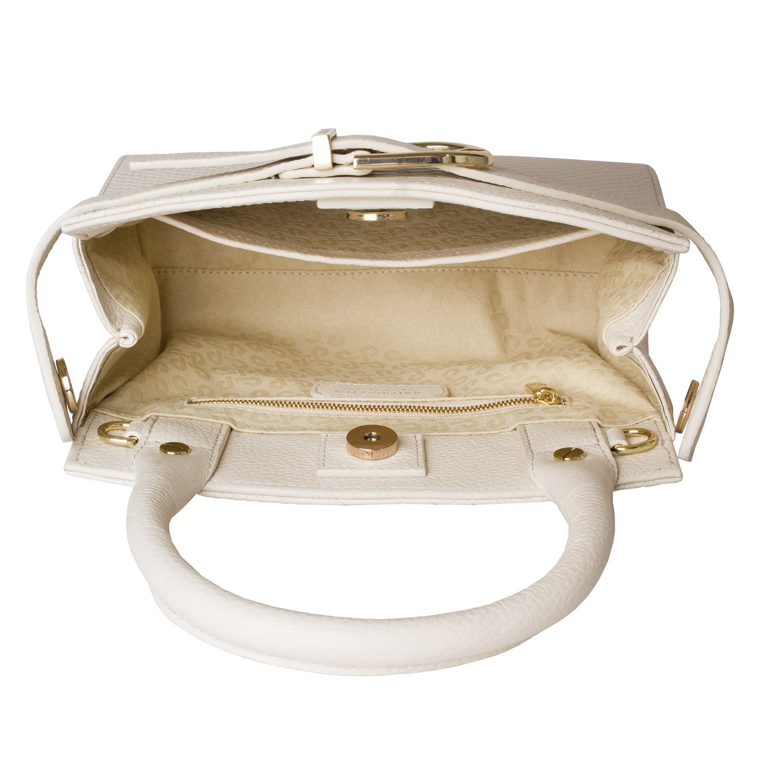 Leather Top Handle Bag, Cream Leather Handbag Top Handle, Women's Leather Bag KF-4966 - Image 5