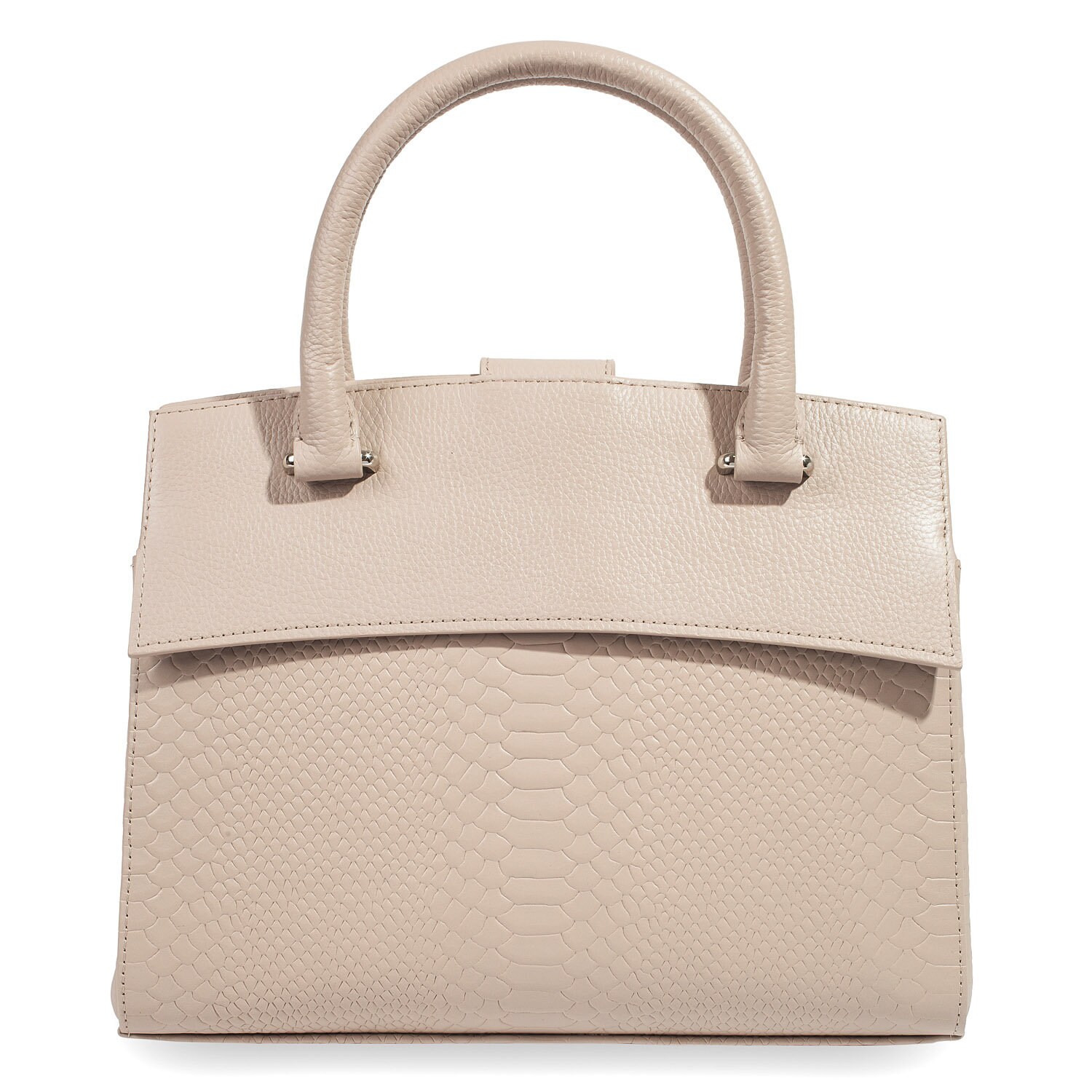 Leather Top Handle Bag, Latte Leather Handbag Top Handle, Women's Leather Bag KF-4998 - Image 4