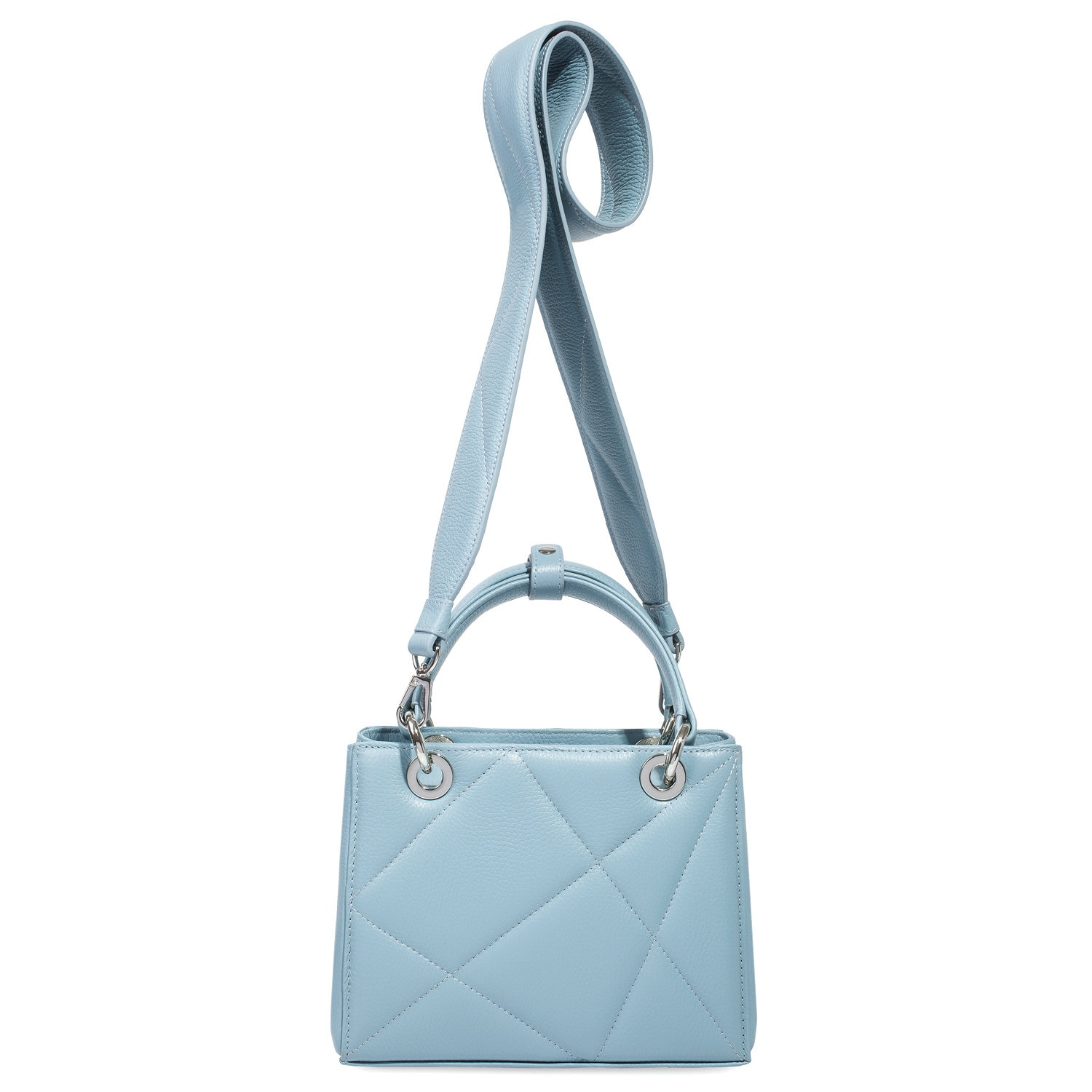 Leather Top Handle Bag, Light Blue Leather Handbag Top Handle, Women's Leather Bag KF-4917 - Image 3